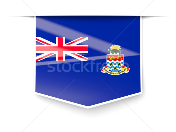Stock photo: Square label with flag of cayman islands