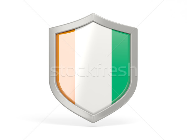 Stock photo: Shield icon with flag of cote d Ivoire