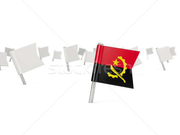 Piazza pin bandiera Angola isolato bianco Foto d'archivio © MikhailMishchenko