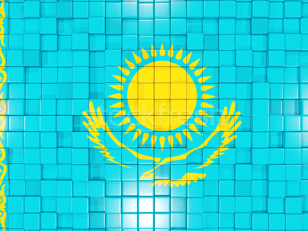 Background with square parts. Flag of kazakhstan. 3D illustratio Stock photo © MikhailMishchenko