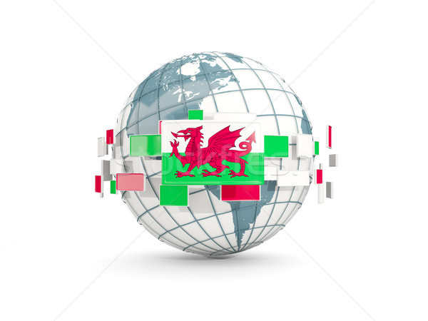 Stock photo: Globe with flag of wales isolated on white