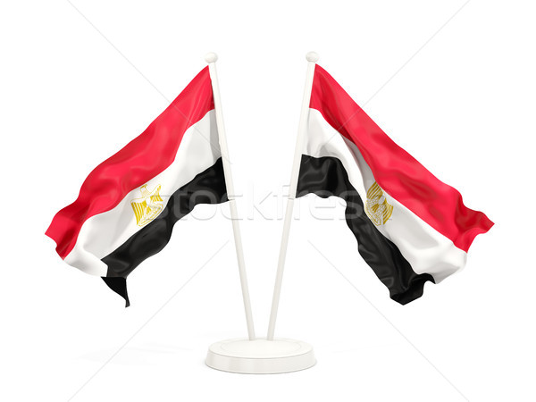 Deux drapeaux Egypte isolé blanche [[stock_photo]] © MikhailMishchenko