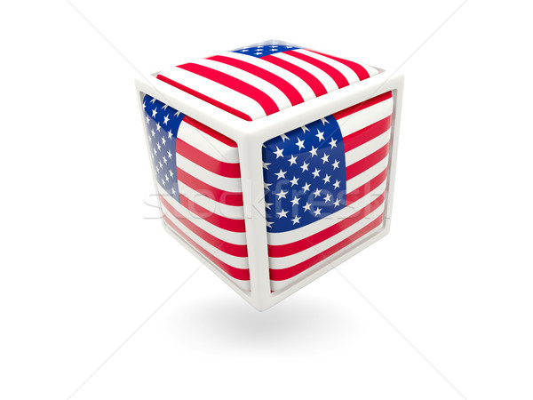 Stockfoto: Vlag · Verenigde · Staten · amerika · kubus · icon · geïsoleerd