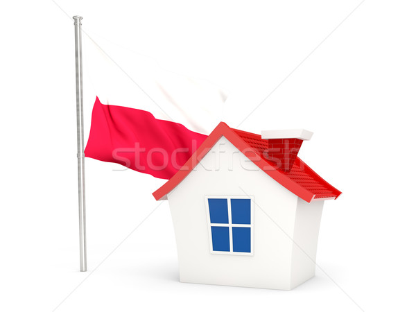 Сток-фото: дома · флаг · Польша · изолированный · белый · домой
