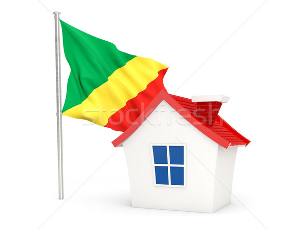 Ház zászló köztársaság Kongó izolált fehér Stock fotó © MikhailMishchenko