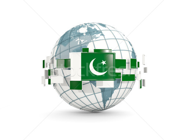Globe with flag of pakistan isolated on white Stock photo © MikhailMishchenko