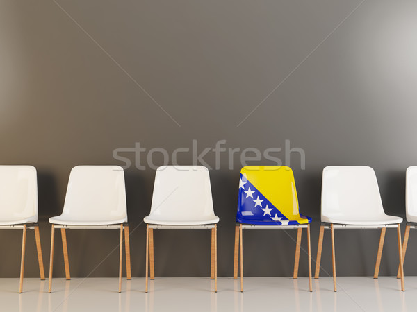 Stock foto: Stuhl · Flagge · Bosnien-Herzegowina · Zeile · weiß · Stühle