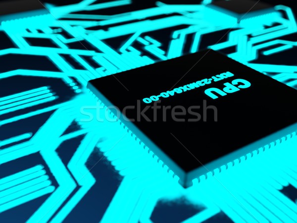 Processor with glowing blue paths Stock photo © MikhailMishchenko