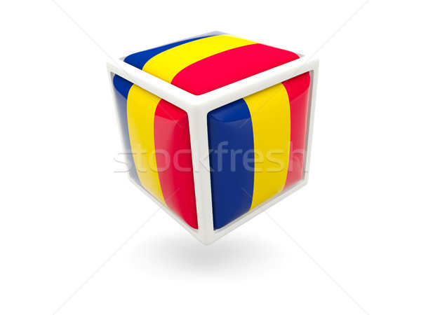 Bandeira Chade cubo ícone isolado branco Foto stock © MikhailMishchenko