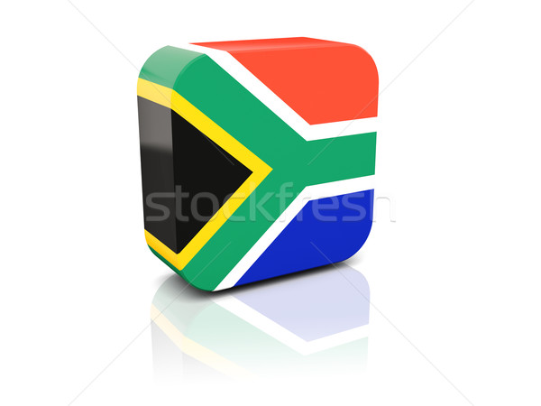 Сток-фото: квадратный · икона · флаг · ЮАР · отражение · белый
