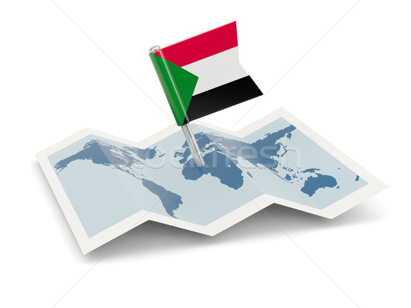 Mappa bandiera Sudan isolato bianco Foto d'archivio © MikhailMishchenko