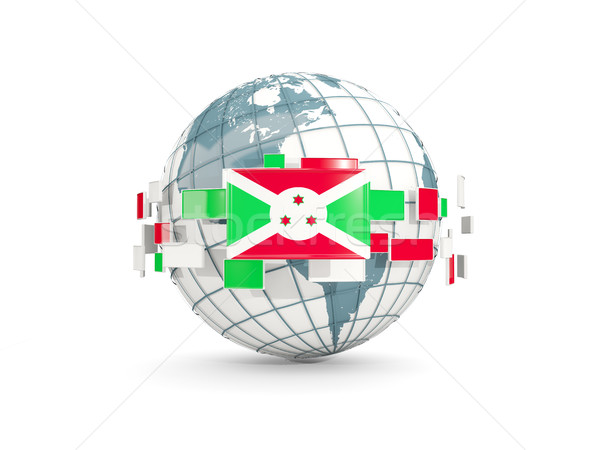 Globe with flag of burundi isolated on white Stock photo © MikhailMishchenko