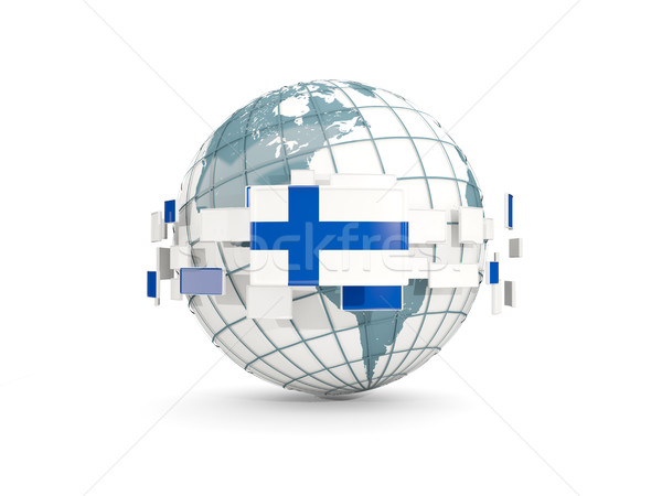 świecie banderą odizolowany biały 3d ilustracji Pokaż Zdjęcia stock © MikhailMishchenko
