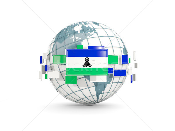 Foto stock: Mundo · bandera · aislado · blanco · 3d · mapa