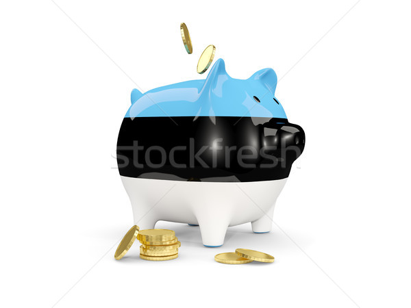 Fat piggy bank with fag of estonia Stock photo © MikhailMishchenko