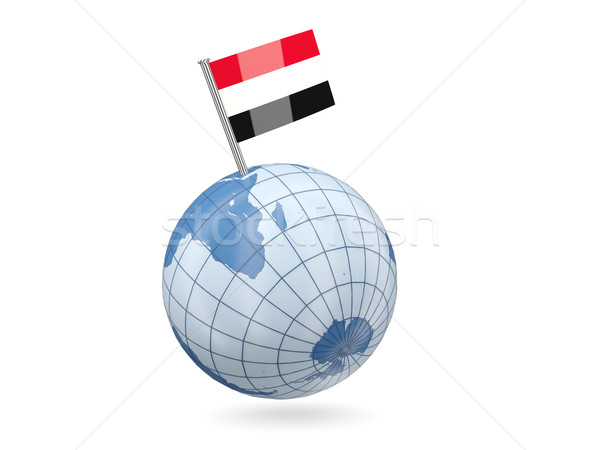 Stock foto: Welt · Flagge · Jemen · blau · isoliert · weiß