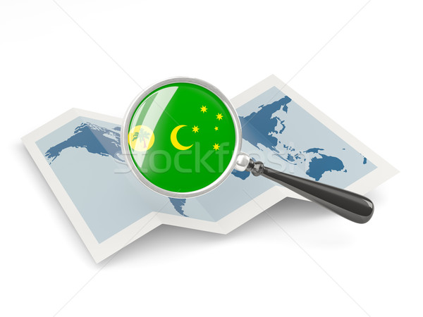 Magnified flag of cocos islands with map Stock photo © MikhailMishchenko