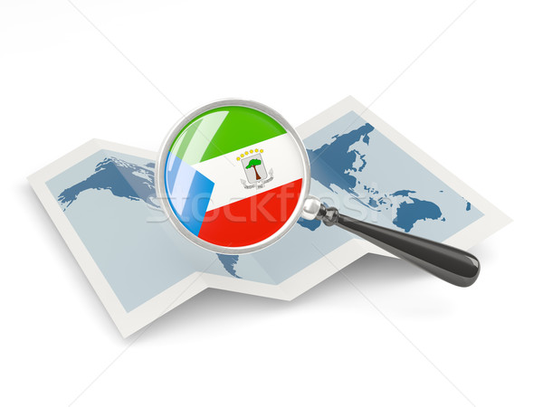 Magnified flag of equatorial guinea with map Stock photo © MikhailMishchenko