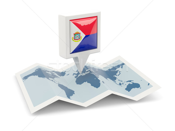 Square pin with flag of sint maarten on the map Stock photo © MikhailMishchenko