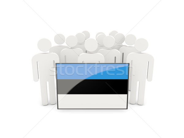 Foto stock: Personas · bandera · Estonia · aislado · blanco · multitud