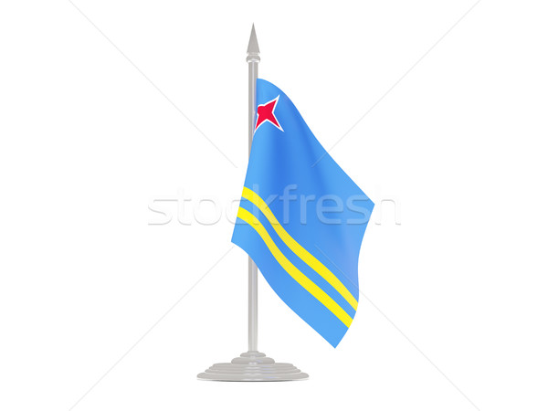 Flag of aruba with flagpole. 3d render Stock photo © MikhailMishchenko