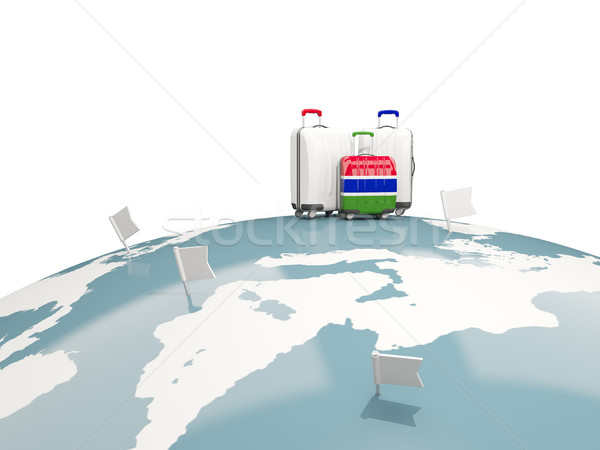 Foto stock: Equipaje · bandera · tres · bolsas · superior · mundo