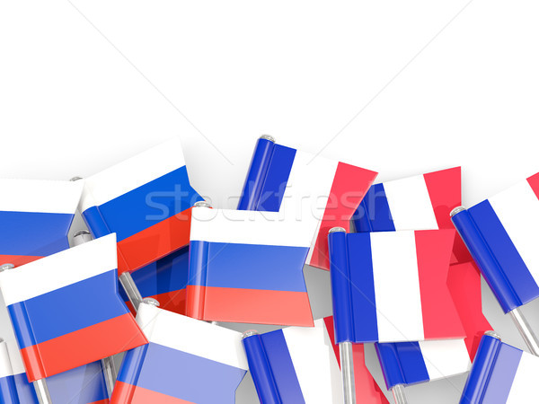 Flag pins of Russia and France isolated on white Stock photo © MikhailMishchenko