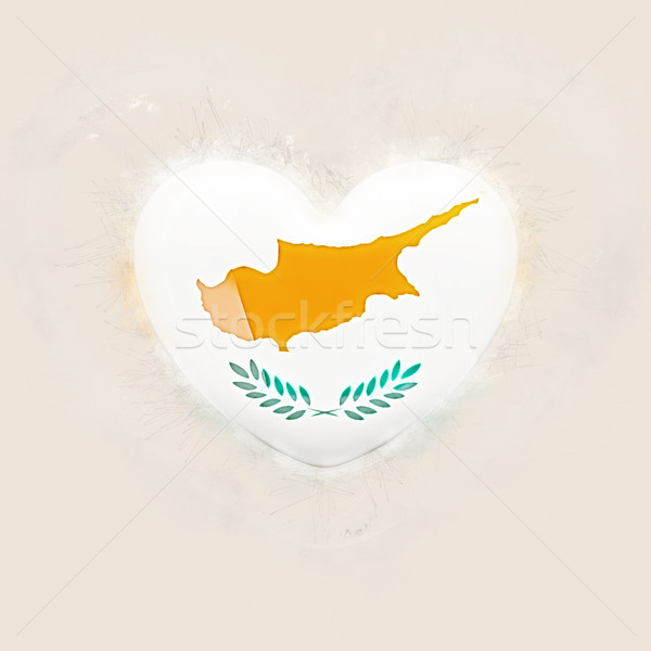 Kalp bayrak Kıbrıs grunge 3d illustration seyahat Stok fotoğraf © MikhailMishchenko