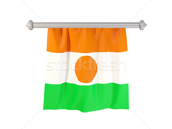 Foto stock: Bandeira · Níger · isolado · branco · ilustração · 3d · etiqueta