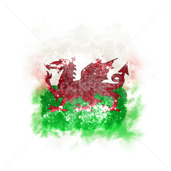 Сток-фото: квадратный · Гранж · флаг · Уэльс · 3d · иллюстрации · ретро