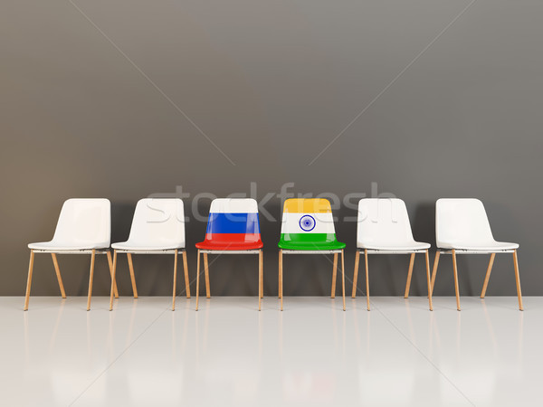 Chairs with flag of Russia and india Stock photo © MikhailMishchenko