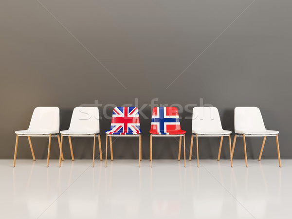 Cadeiras bandeira Reino Unido Noruega ilustração 3d Foto stock © MikhailMishchenko