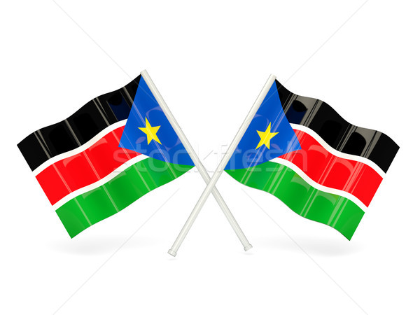 Bandiera meridionale Sudan due ondulato bandiere Foto d'archivio © MikhailMishchenko