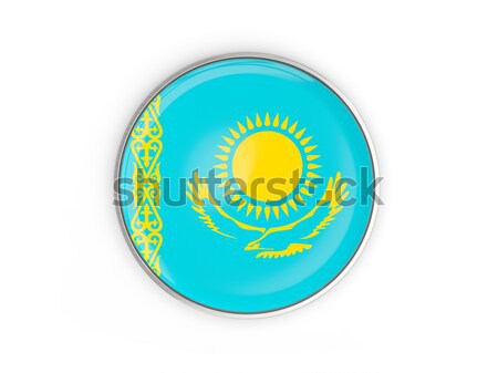 Foto stock: ícone · bandeira · Cazaquistão · isolado · branco · viajar