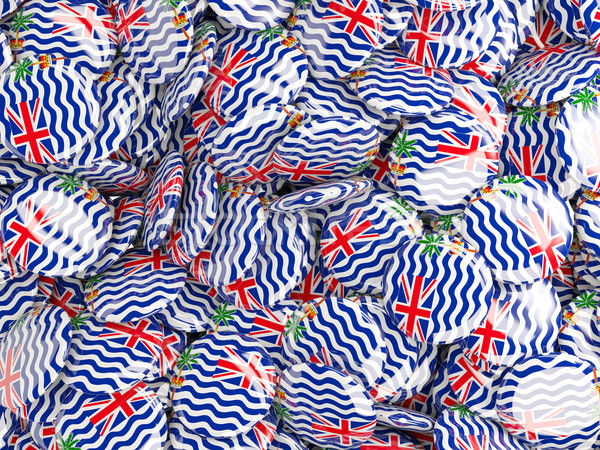 Background with round pins with flag of british indian ocean ter Stock photo © MikhailMishchenko