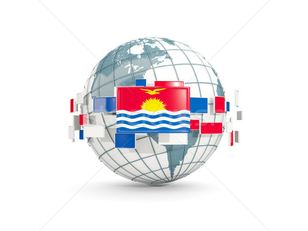 Globe with flag of kiribati isolated on white Stock photo © MikhailMishchenko