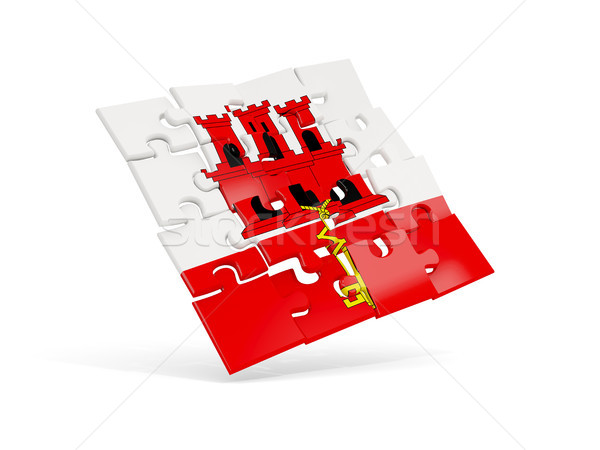 Puzzle flag of gibraltar isolated on white Stock photo © MikhailMishchenko