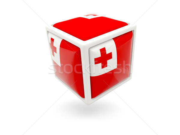 Stockfoto: Vlag · Tonga · kubus · icon · geïsoleerd · witte