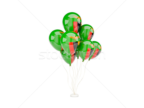 Pływające balony banderą Zambia odizolowany biały Zdjęcia stock © MikhailMishchenko