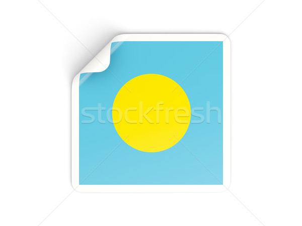 Placu naklejki banderą Palau odizolowany biały Zdjęcia stock © MikhailMishchenko