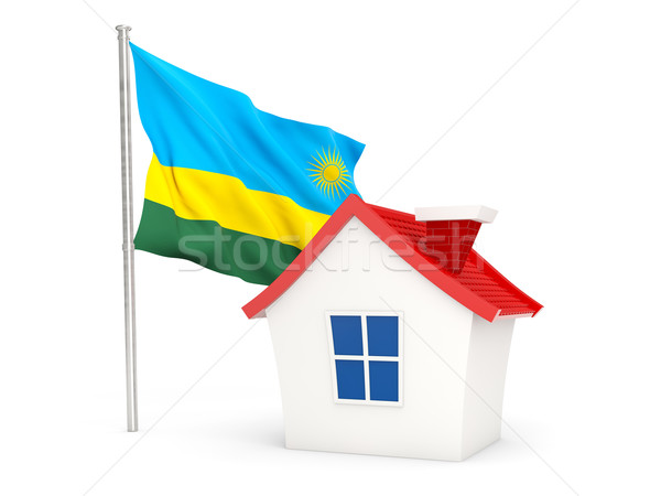 Domu banderą Rwanda odizolowany biały domu Zdjęcia stock © MikhailMishchenko