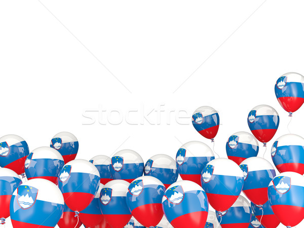 [[stock_photo]]: Battant · ballons · pavillon · Slovénie · isolé · blanche