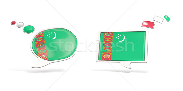 Dos chat iconos bandera Turkmenistán cuadrados Foto stock © MikhailMishchenko