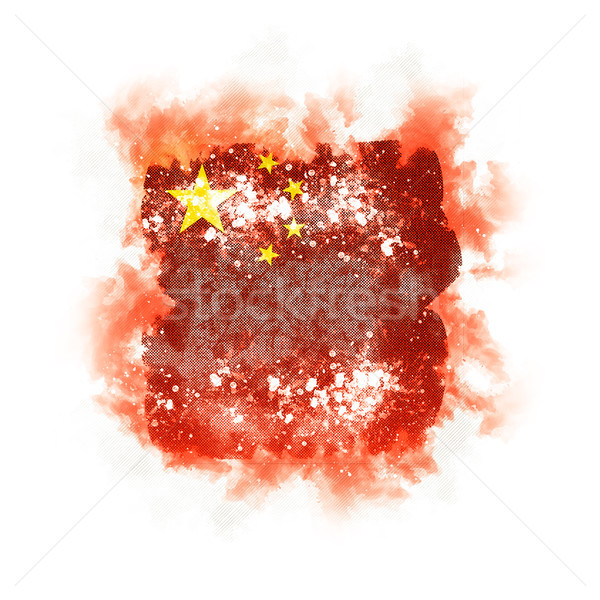 квадратный Гранж флаг Китай 3d иллюстрации ретро Сток-фото © MikhailMishchenko