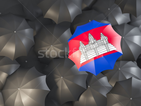 Stockfoto: Paraplu · vlag · Cambodja · top · zwarte · parasols