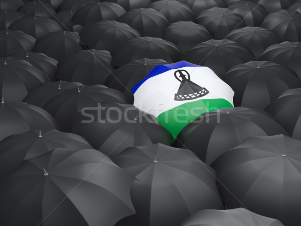 Parapluie pavillon Lesotho noir parapluies pluie [[stock_photo]] © MikhailMishchenko