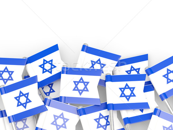 Foto stock: Bandera · pin · Israel · aislado · blanco · mundo