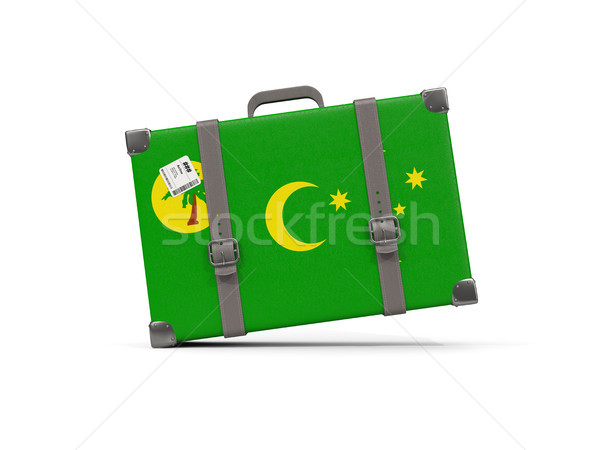 Luggage with flag of cocos islands. Suitcase isolated on white Stock photo © MikhailMishchenko