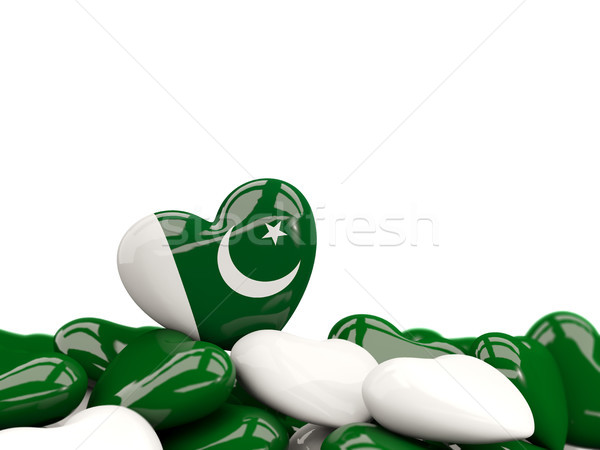 Foto stock: Coração · bandeira · Paquistão · topo · corações · isolado