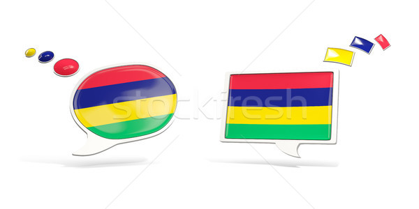 Two chat icons with flag of mauritius Stock photo © MikhailMishchenko